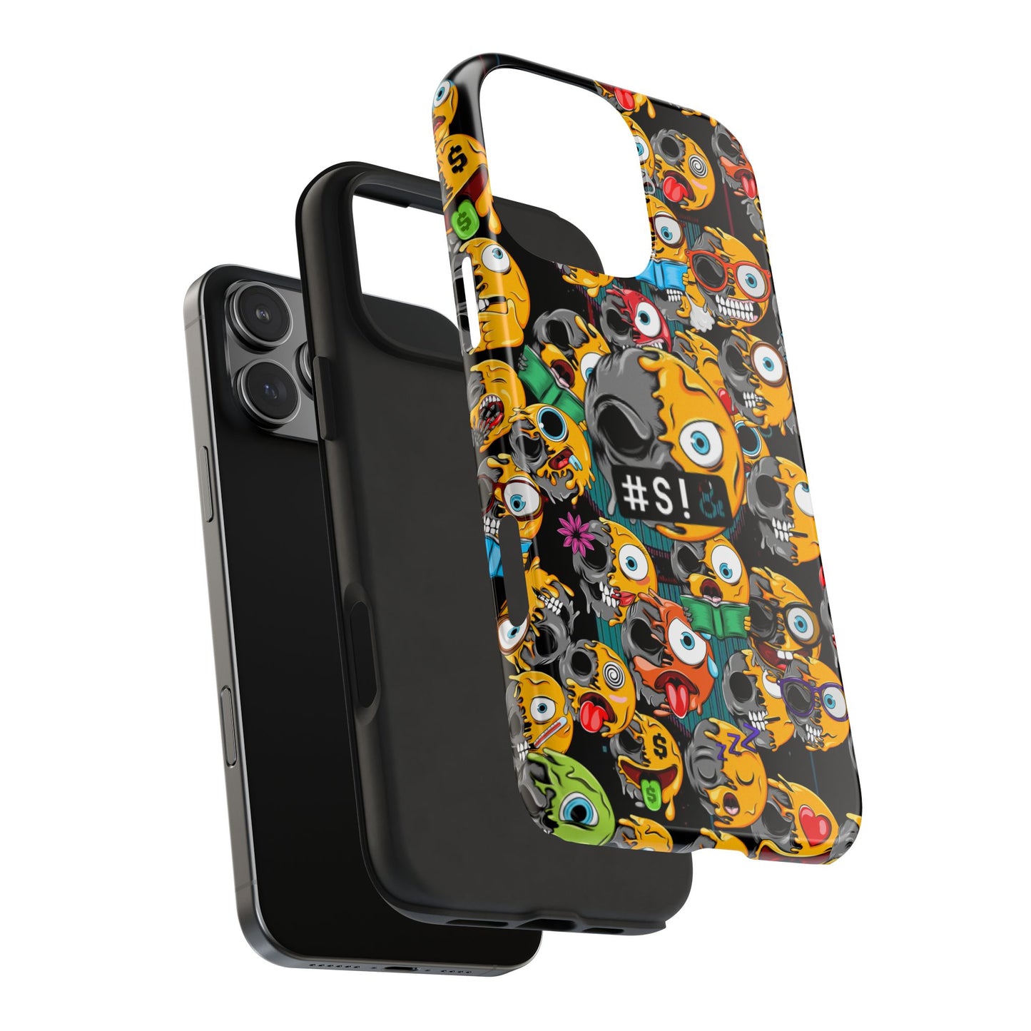 Tough Phone Case — Chaotic Emoji Skull Pattern (Grunge Viral Graphic)