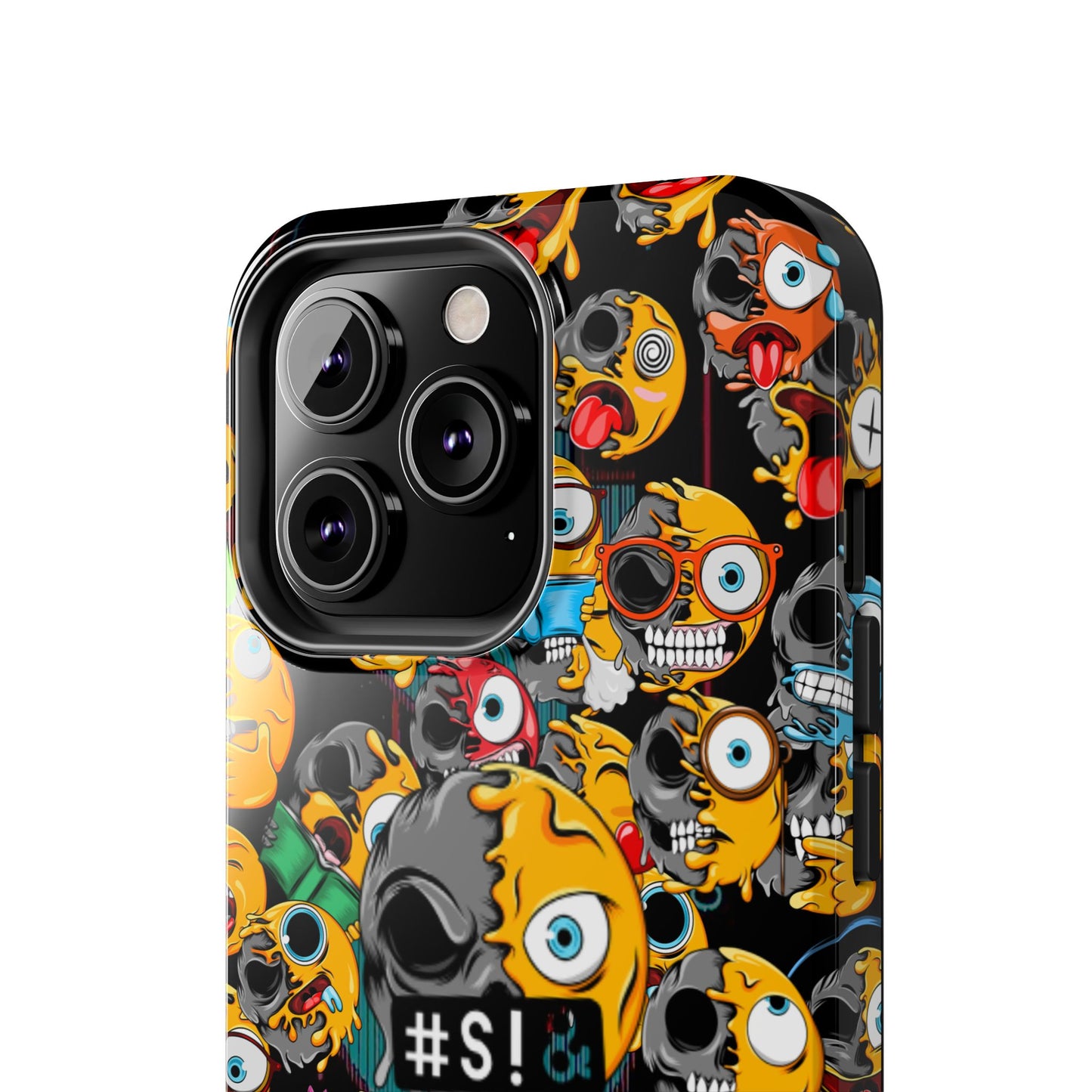 Tough Phone Case — Chaotic Emoji Skull Pattern (Grunge Viral Graphic)