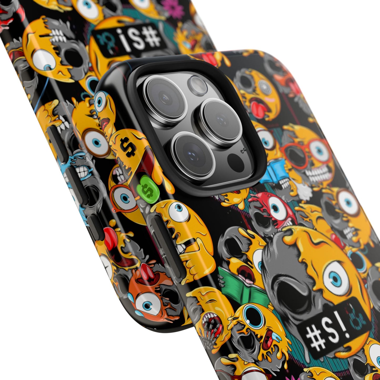 Tough Phone Case — Chaotic Emoji Skull Pattern (Grunge Viral Graphic)