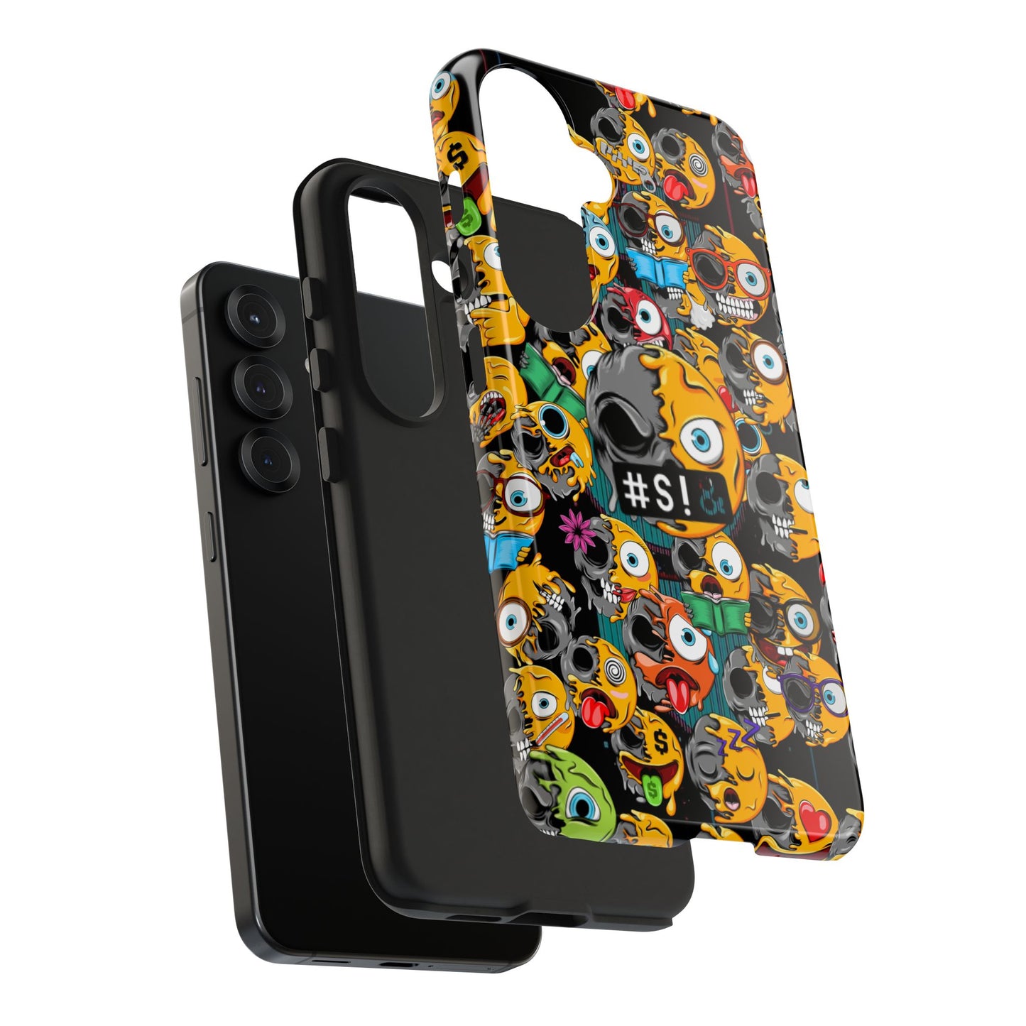 Tough Phone Case — Chaotic Emoji Skull Pattern (Grunge Viral Graphic)