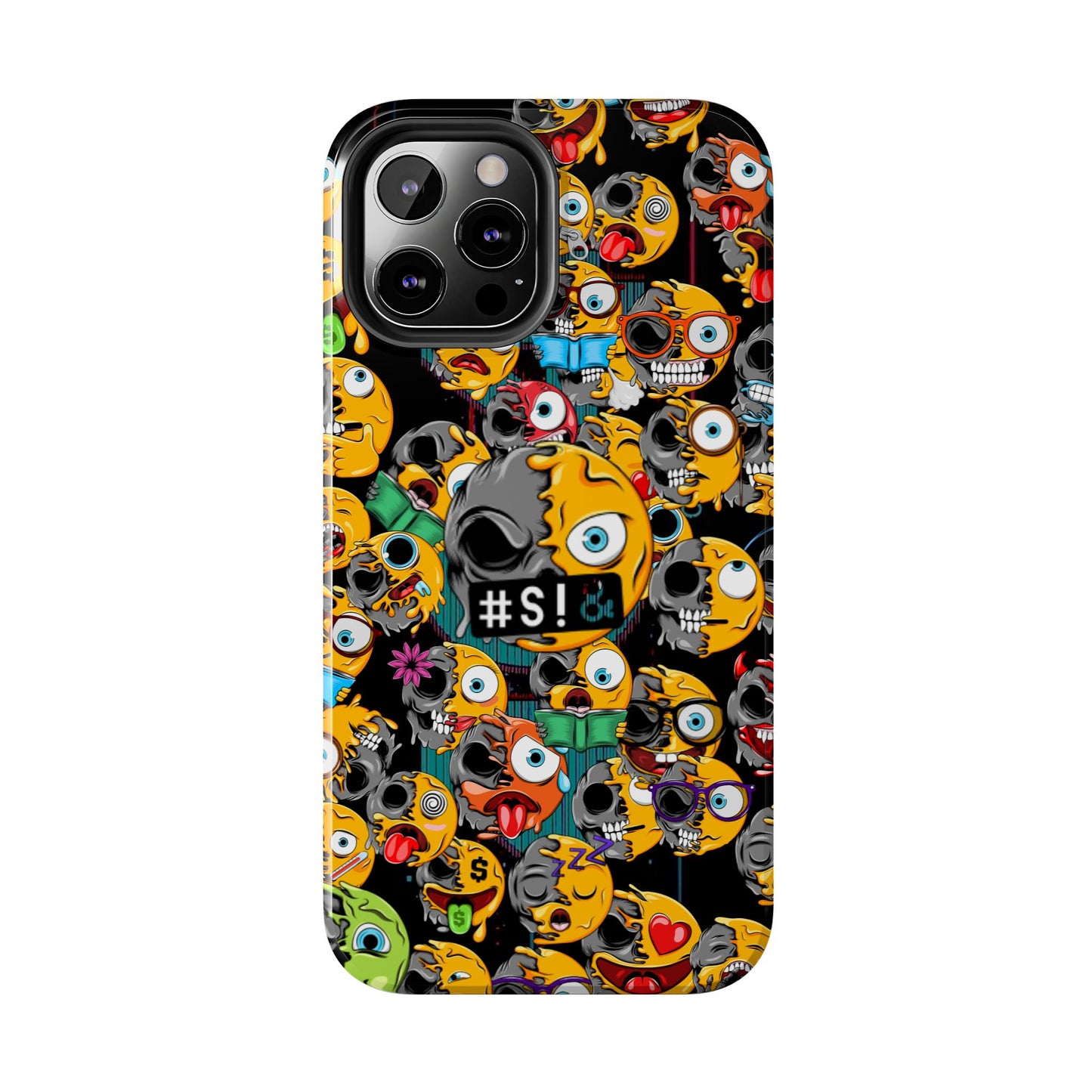 Tough Phone Case — Chaotic Emoji Skull Pattern (Grunge Viral Graphic)