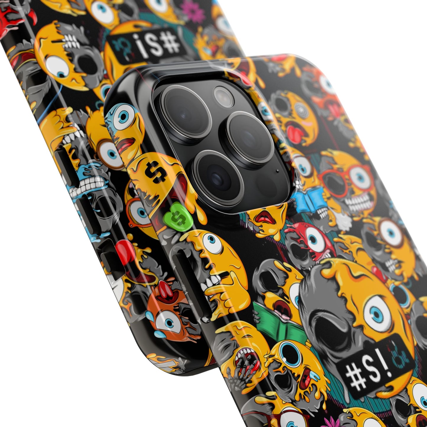 Tough Phone Case — Chaotic Emoji Skull Pattern (Grunge Viral Graphic)