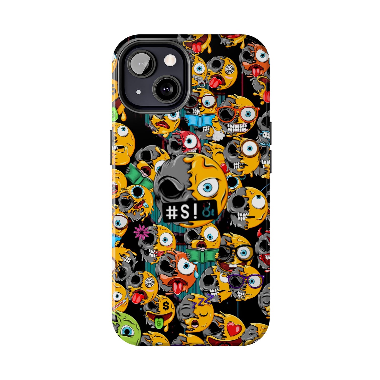 Tough Phone Case — Chaotic Emoji Skull Pattern (Grunge Viral Graphic)