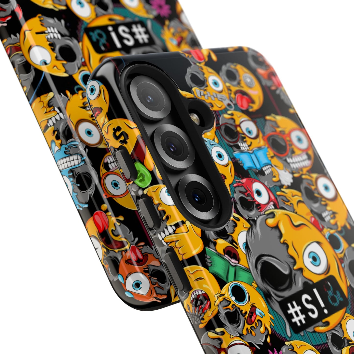 Tough Phone Case — Chaotic Emoji Skull Pattern (Grunge Viral Graphic)