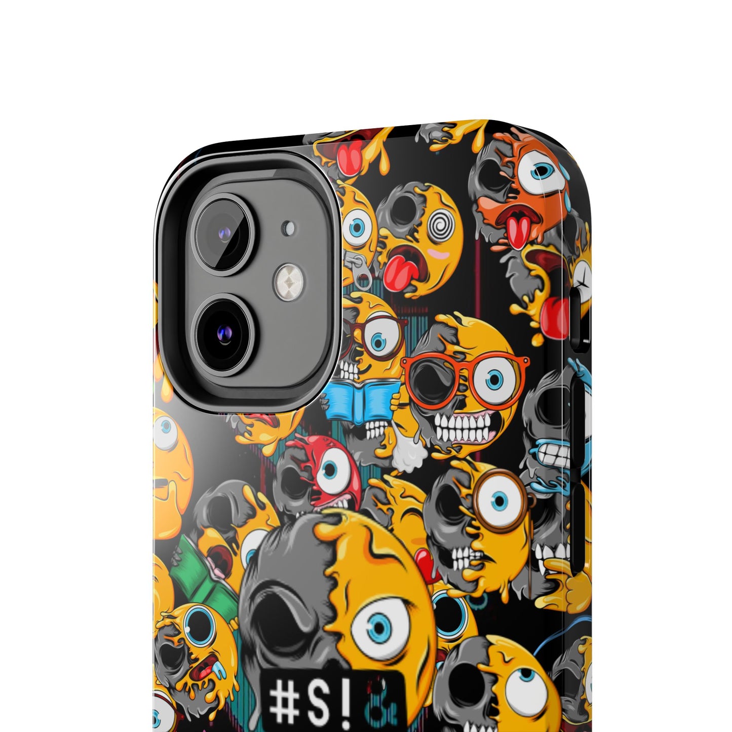 Tough Phone Case — Chaotic Emoji Skull Pattern (Grunge Viral Graphic)