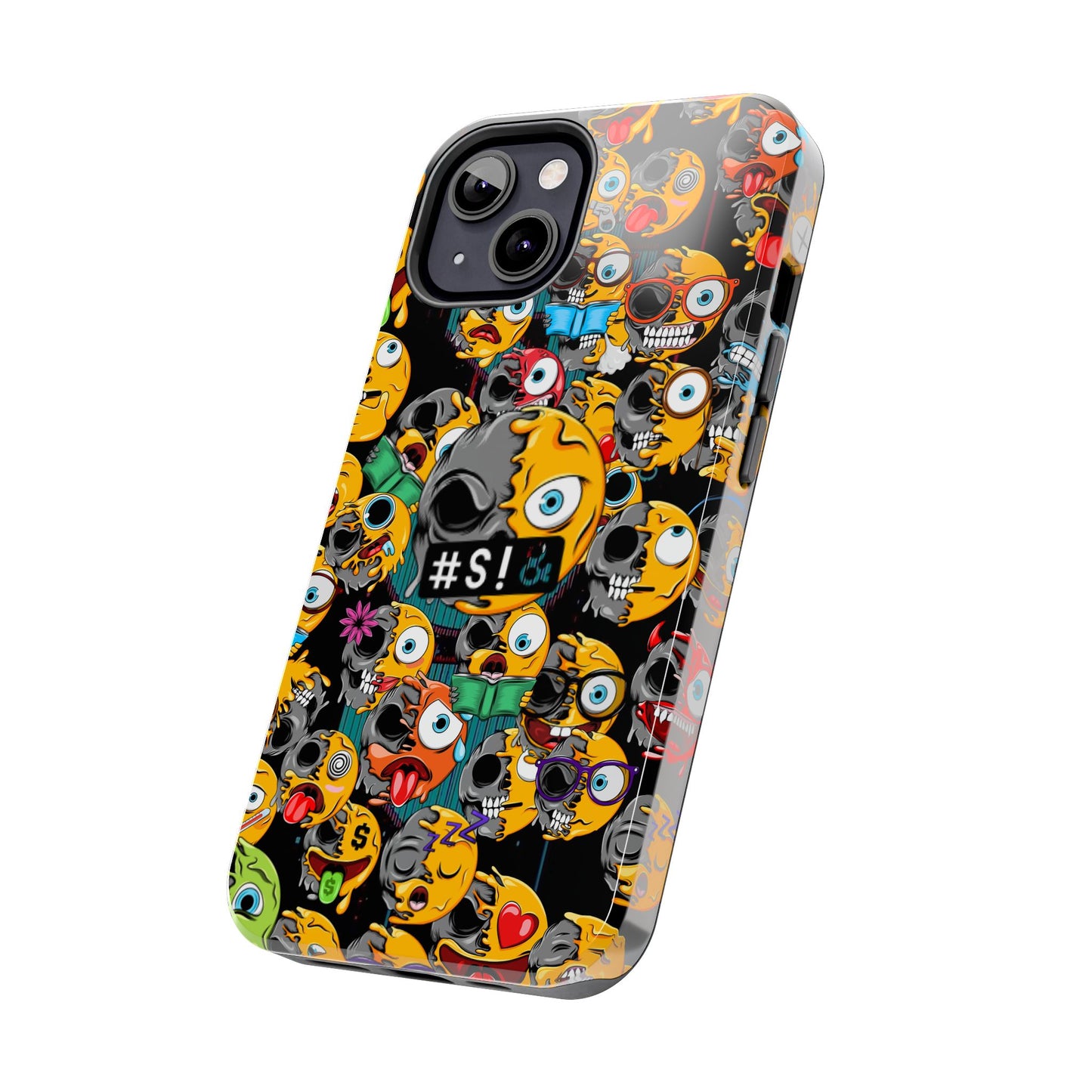 Tough Phone Case — Chaotic Emoji Skull Pattern (Grunge Viral Graphic)