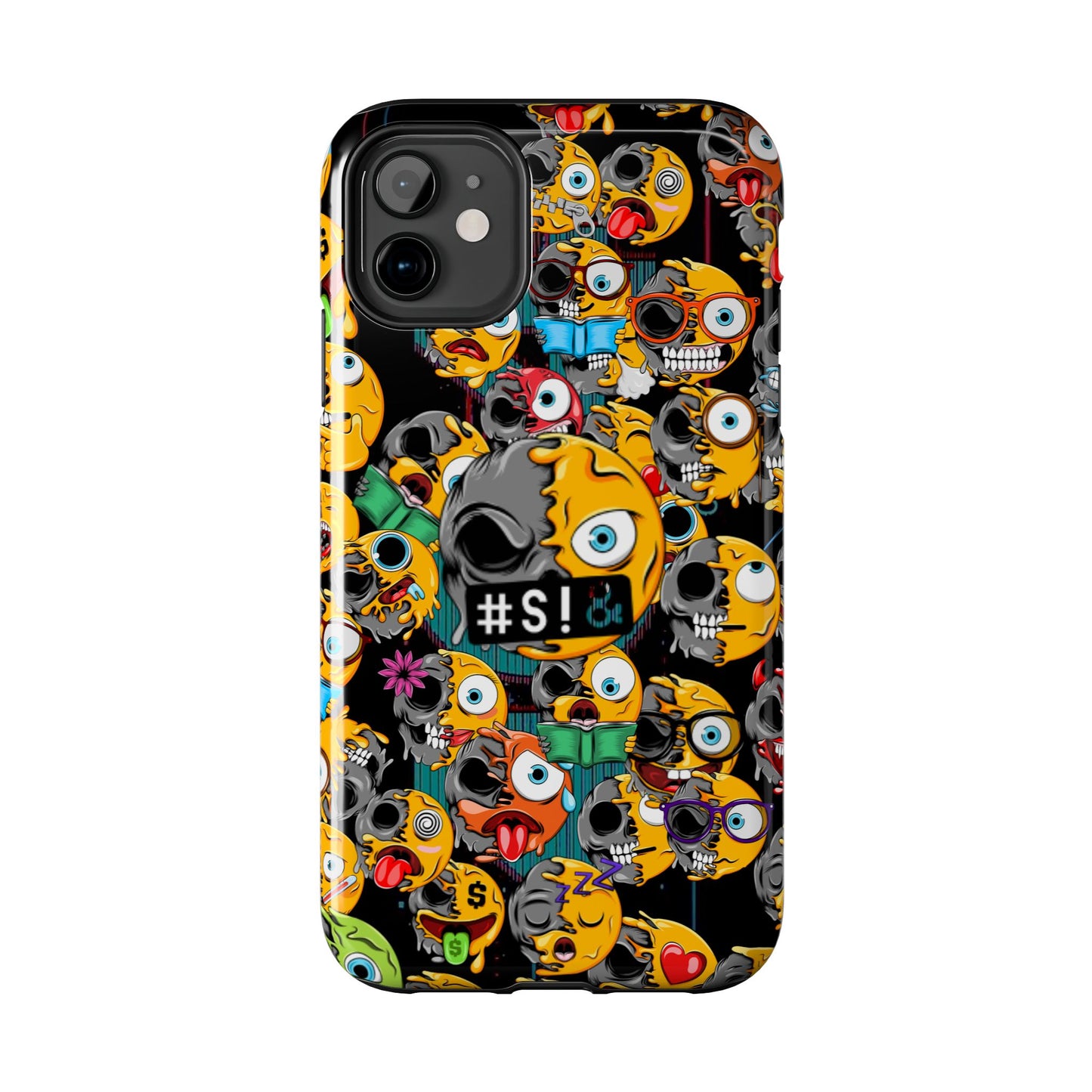 Tough Phone Case — Chaotic Emoji Skull Pattern (Grunge Viral Graphic)