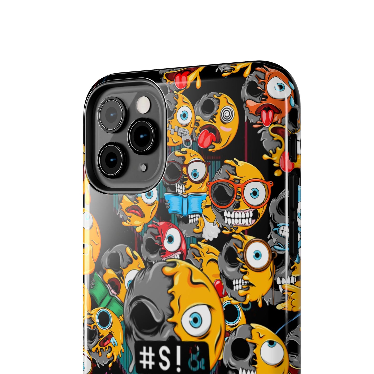 Tough Phone Case — Chaotic Emoji Skull Pattern (Grunge Viral Graphic)