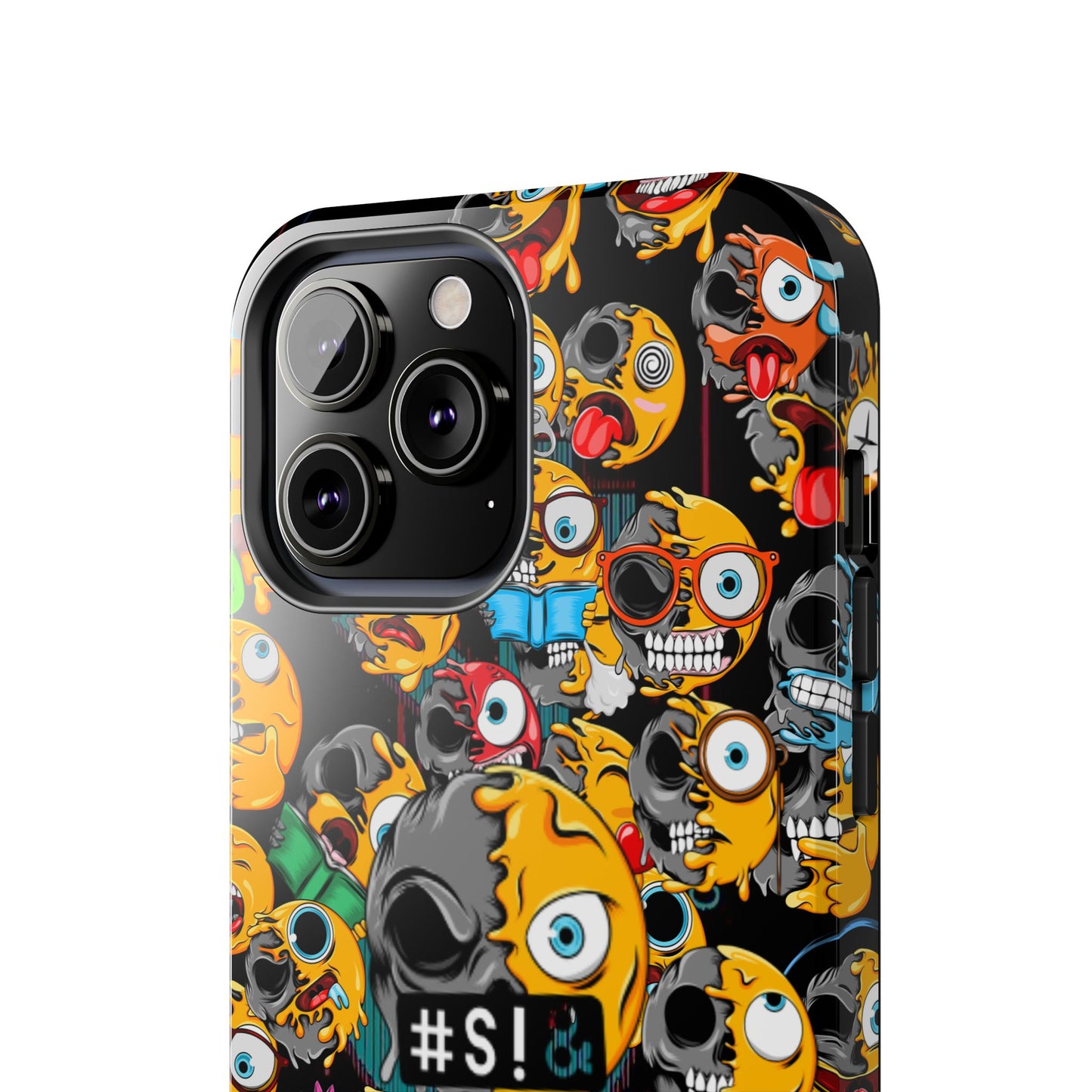 Tough Phone Case — Chaotic Emoji Skull Pattern (Grunge Viral Graphic)