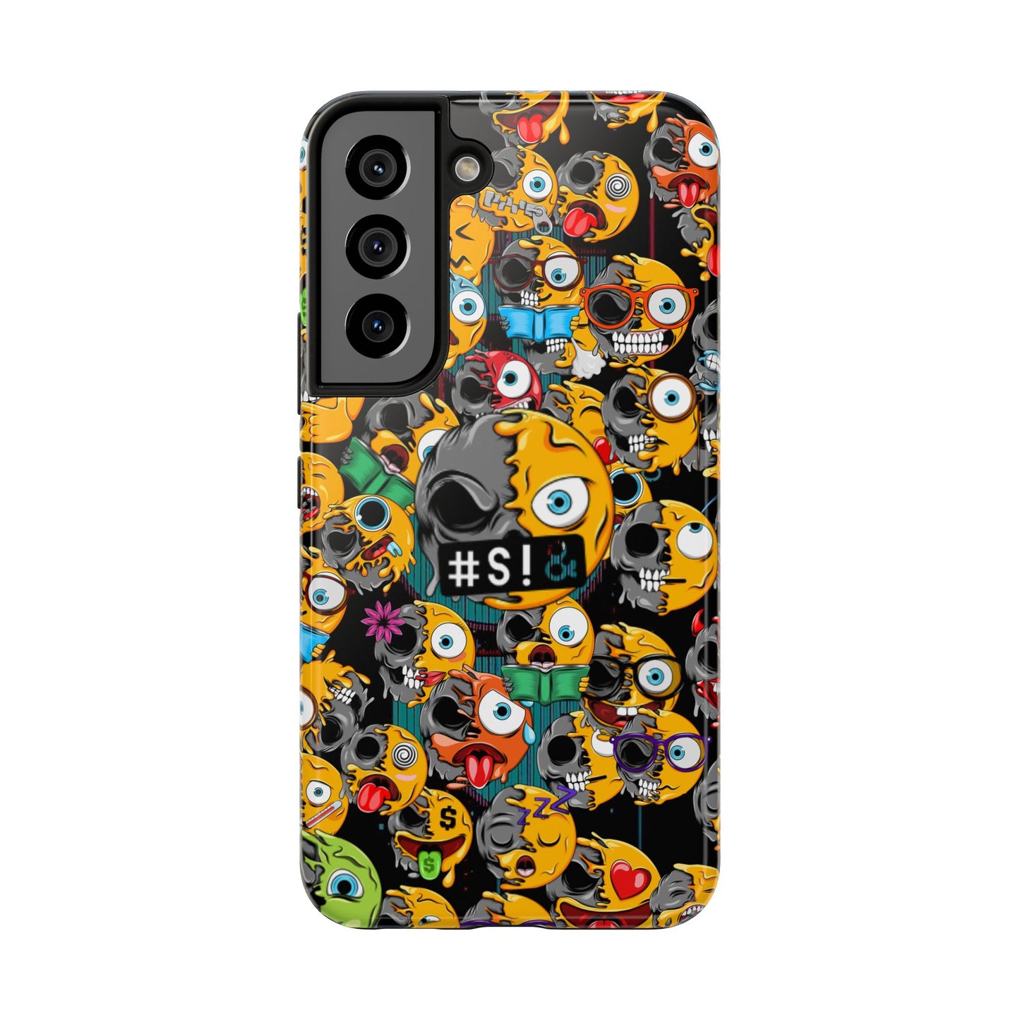 Tough Phone Case — Chaotic Emoji Skull Pattern (Grunge Viral Graphic)