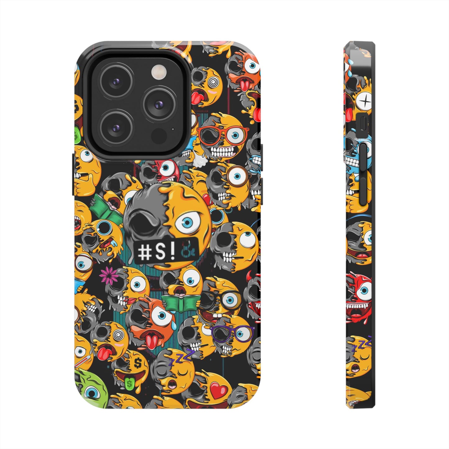 Tough Phone Case — Chaotic Emoji Skull Pattern (Grunge Viral Graphic)