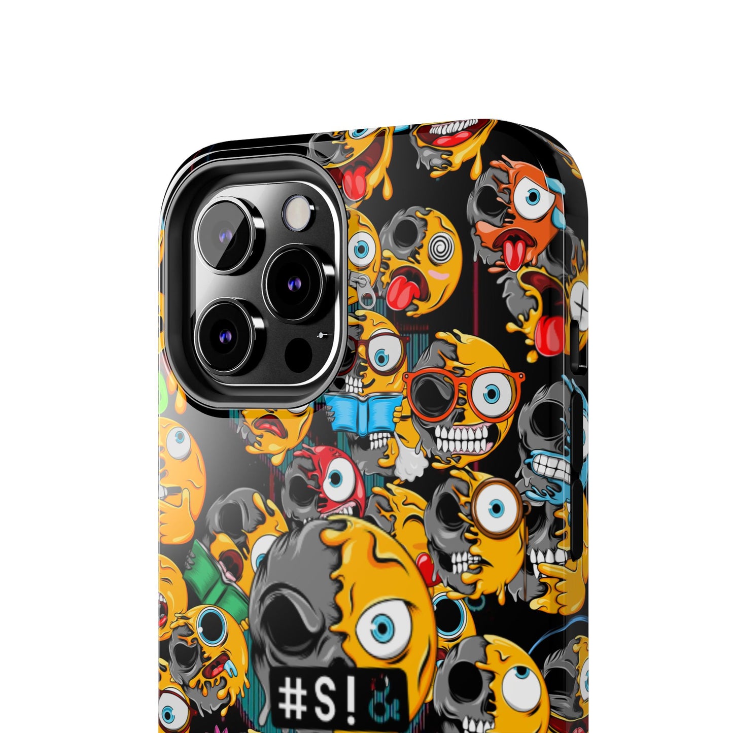Tough Phone Case — Chaotic Emoji Skull Pattern (Grunge Viral Graphic)