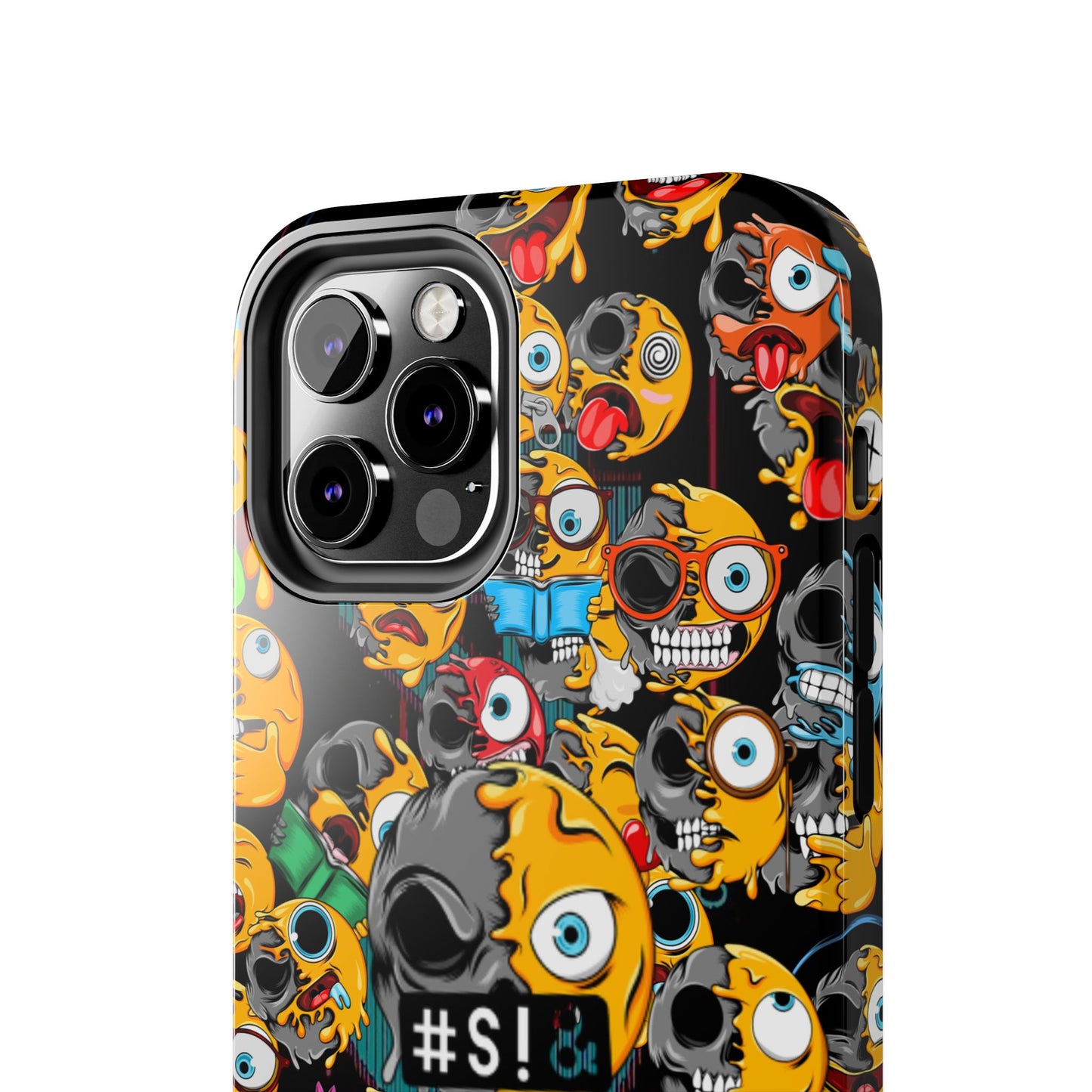 Tough Phone Case — Chaotic Emoji Skull Pattern (Grunge Viral Graphic)