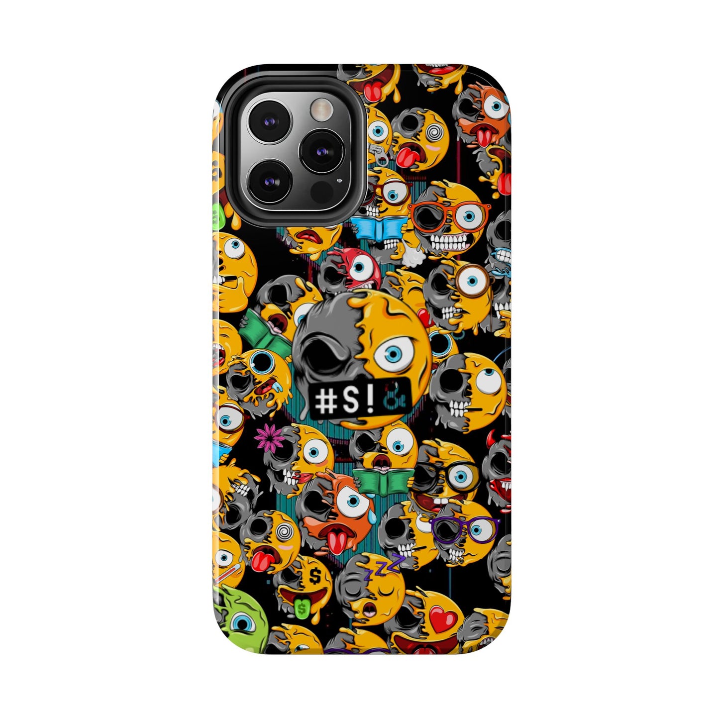Tough Phone Case — Chaotic Emoji Skull Pattern (Grunge Viral Graphic)