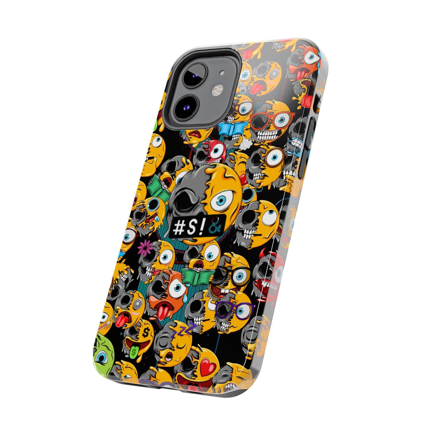 Tough Phone Case — Chaotic Emoji Skull Pattern (Grunge Viral Graphic)