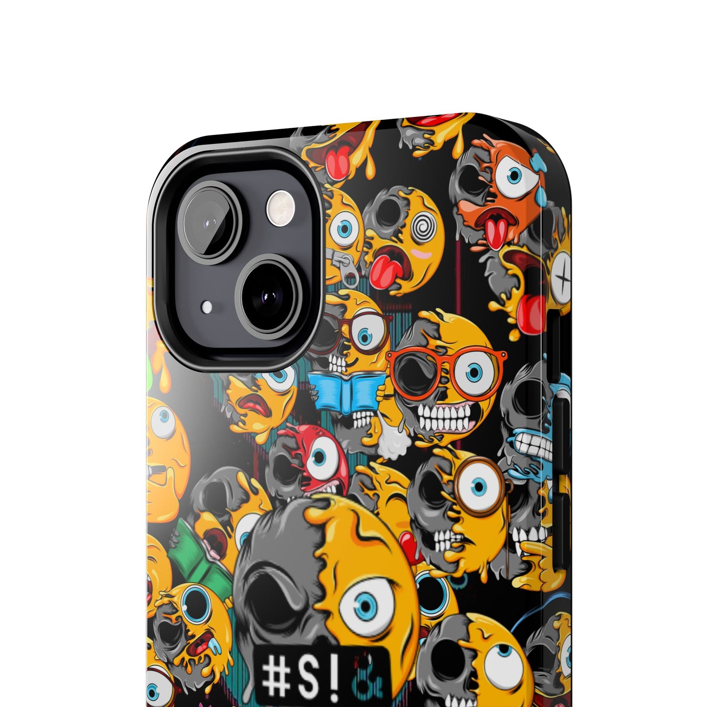 Tough Phone Case — Chaotic Emoji Skull Pattern (Grunge Viral Graphic)