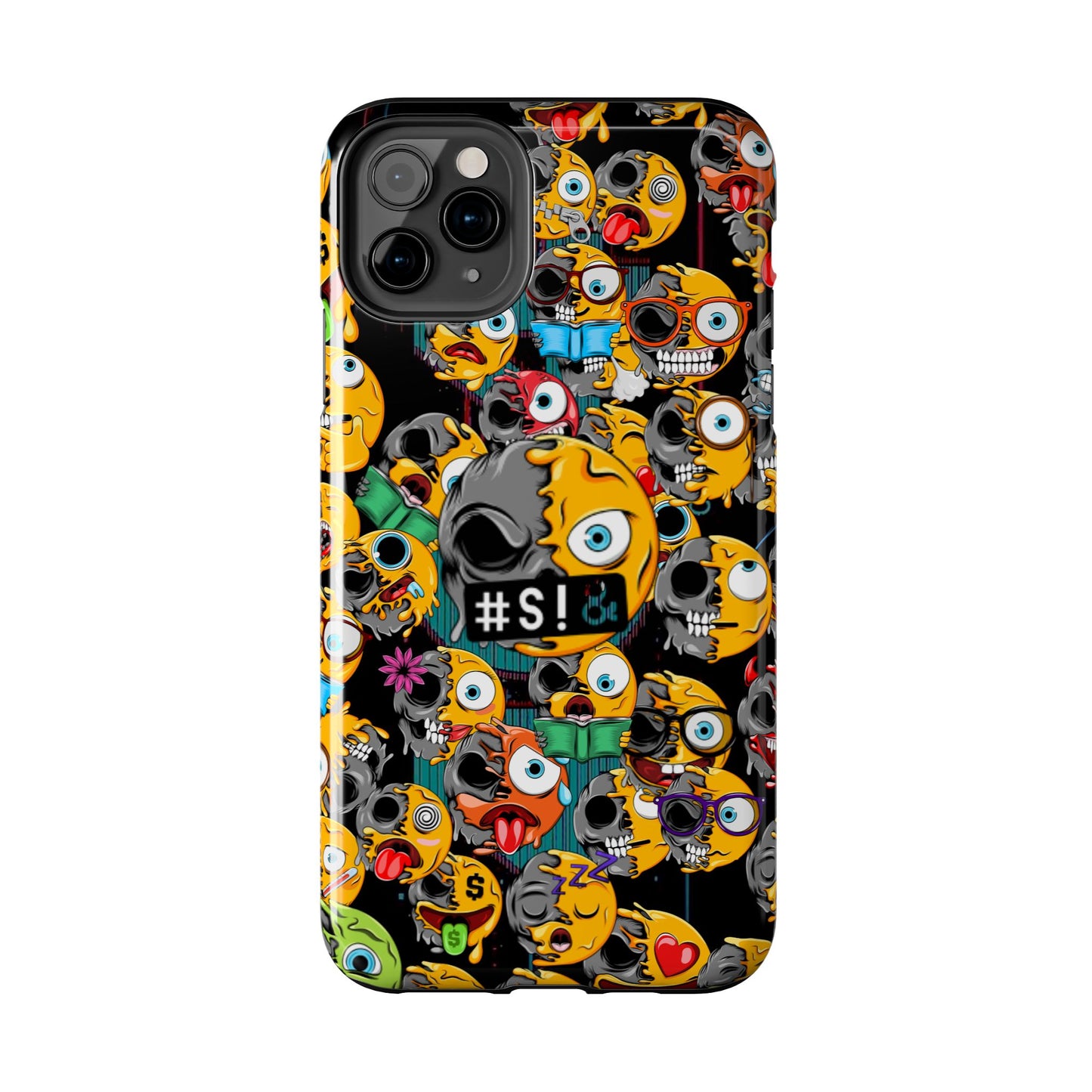 Tough Phone Case — Chaotic Emoji Skull Pattern (Grunge Viral Graphic)