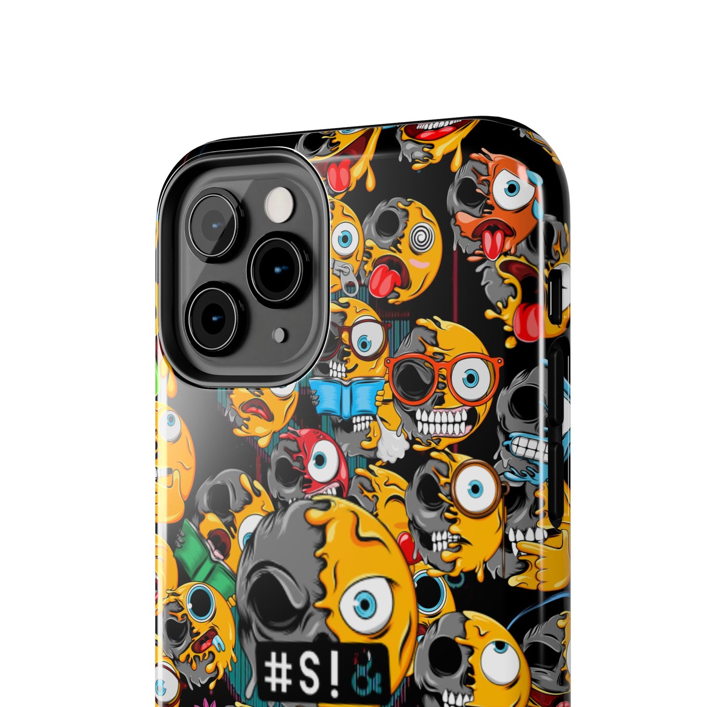 Tough Phone Case — Chaotic Emoji Skull Pattern (Grunge Viral Graphic)