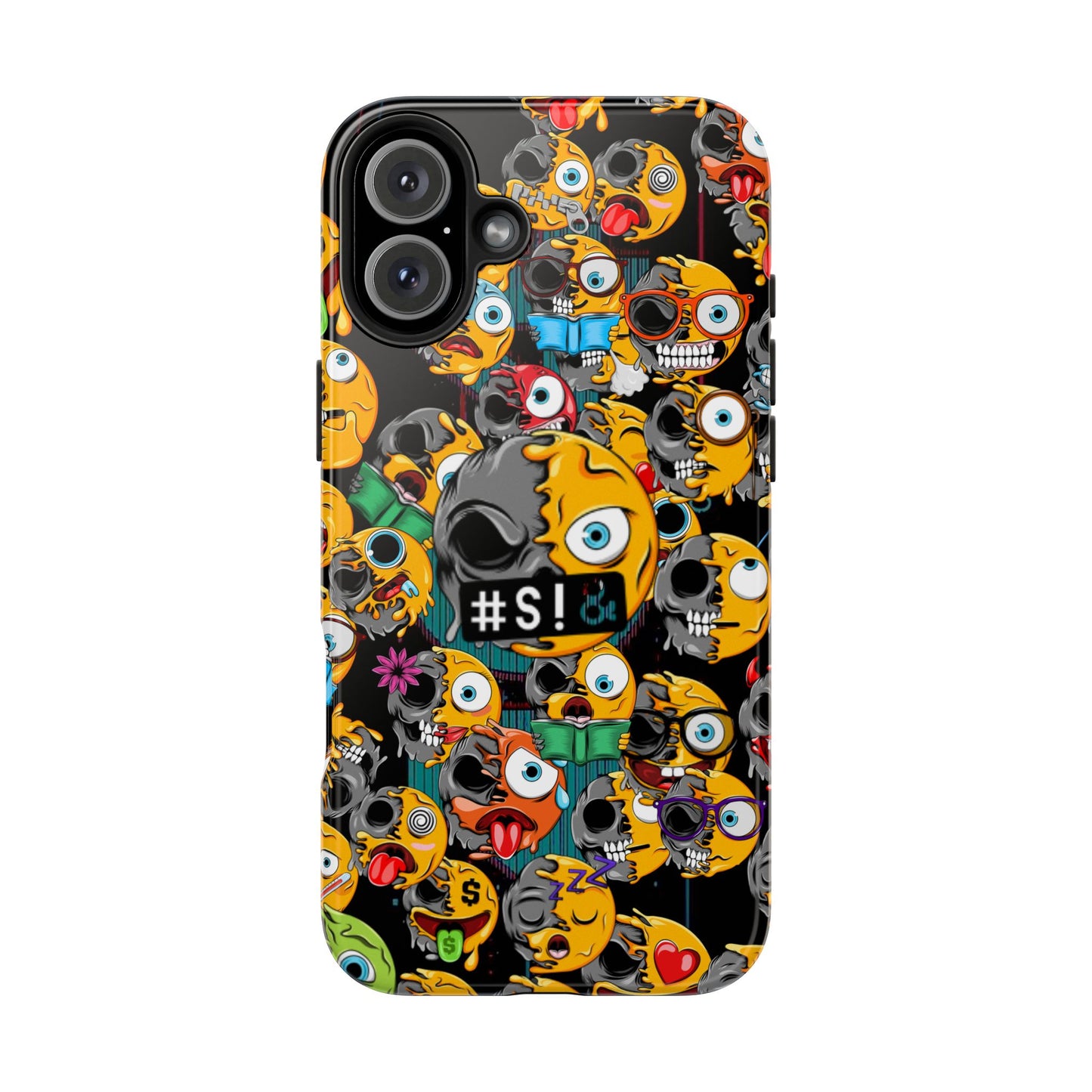 Tough Phone Case — Chaotic Emoji Skull Pattern (Grunge Viral Graphic)