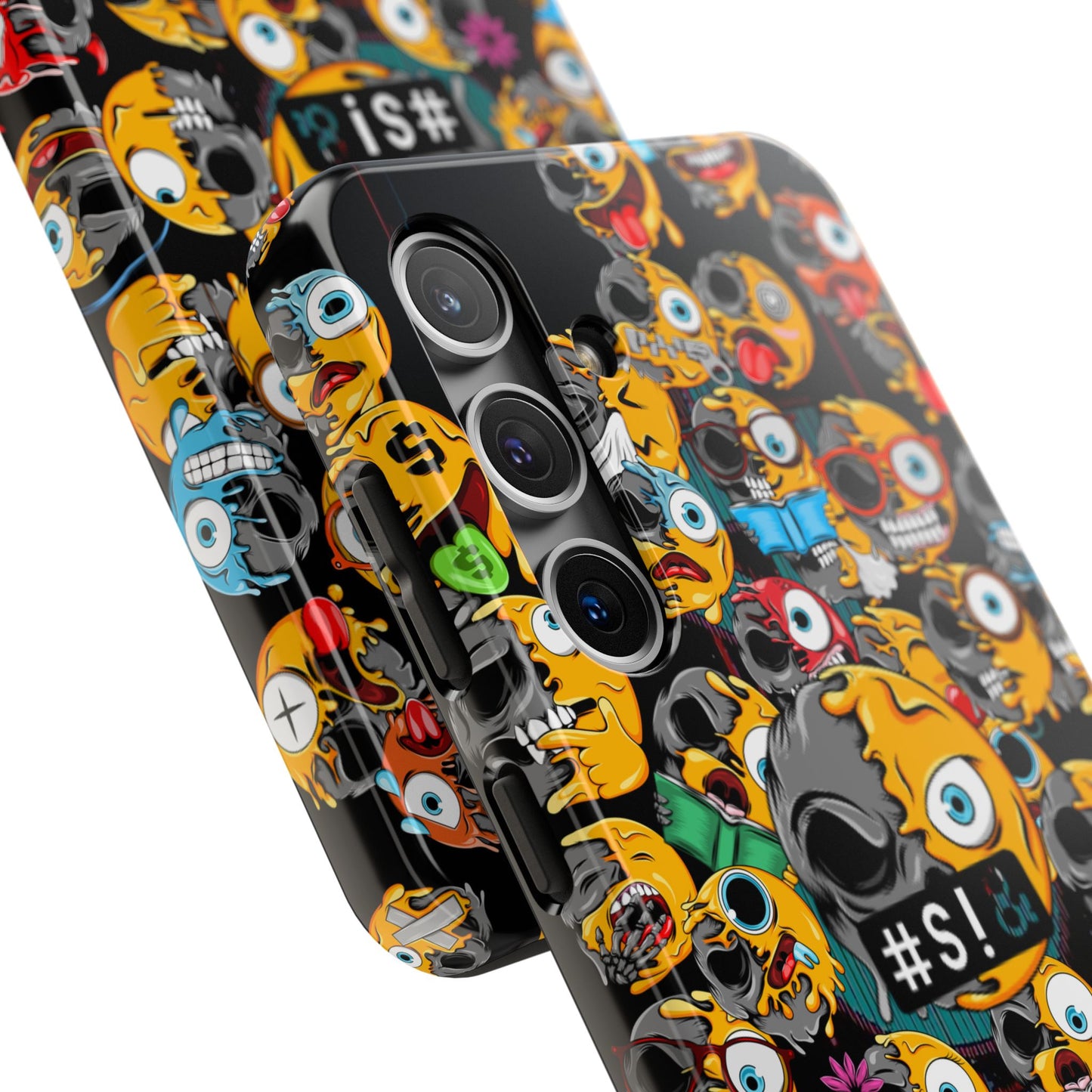 Tough Phone Case — Chaotic Emoji Skull Pattern (Grunge Viral Graphic)