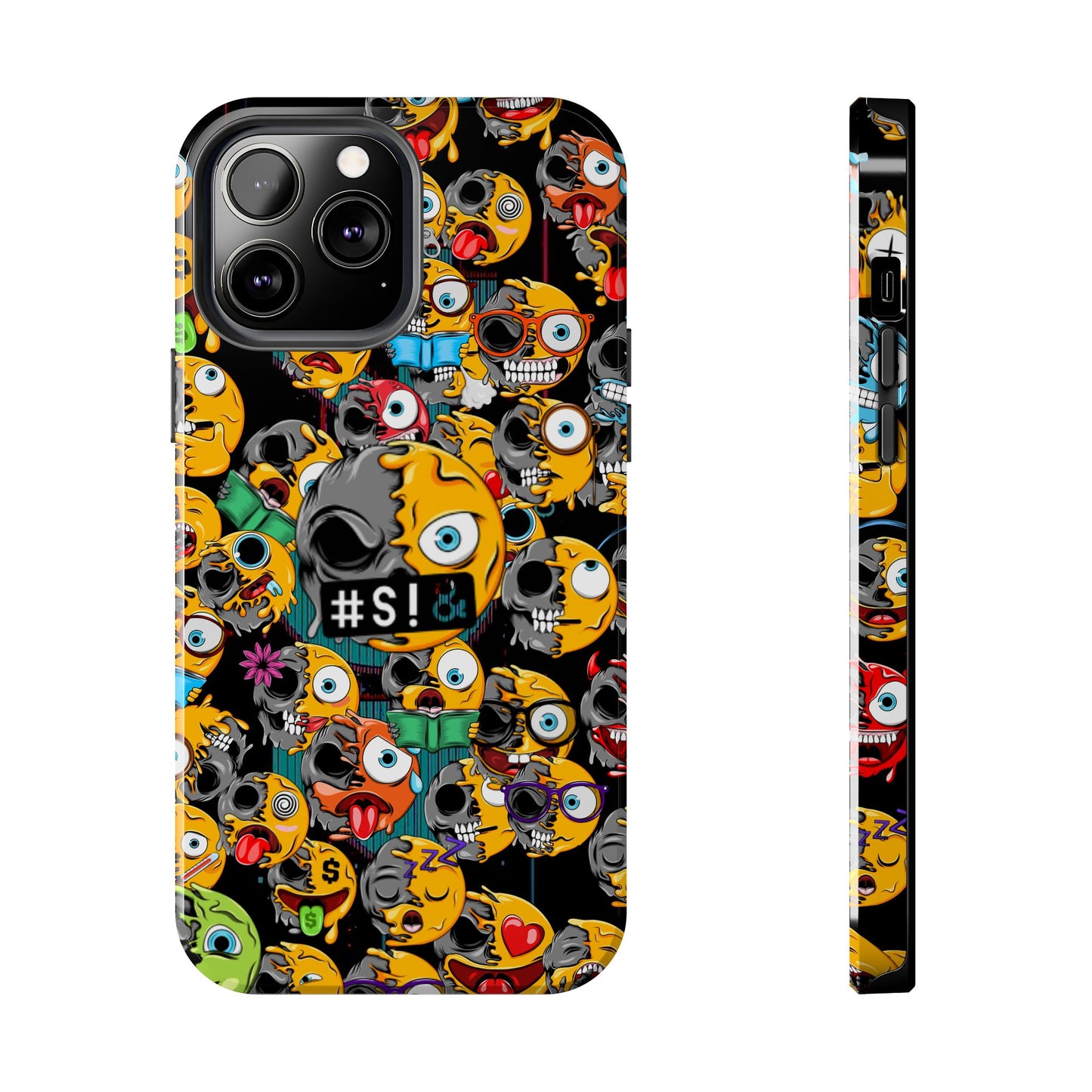 Tough Phone Case — Chaotic Emoji Skull Pattern (Grunge Viral Graphic)