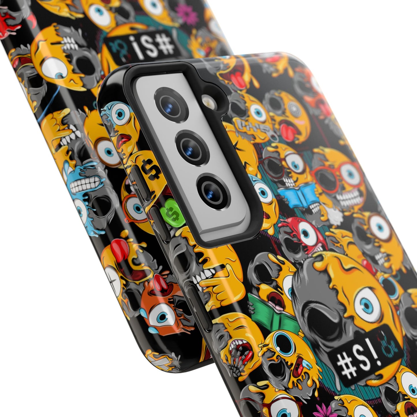 Tough Phone Case — Chaotic Emoji Skull Pattern (Grunge Viral Graphic)