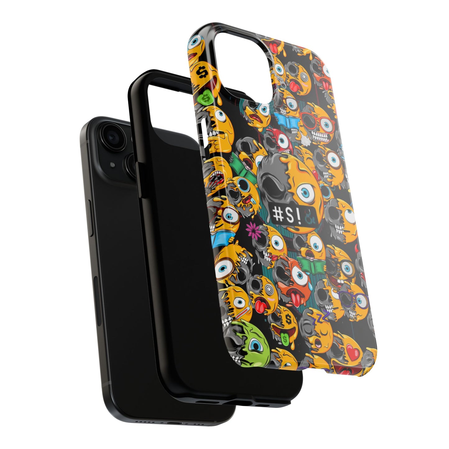 Tough Phone Case — Chaotic Emoji Skull Pattern (Grunge Viral Graphic)