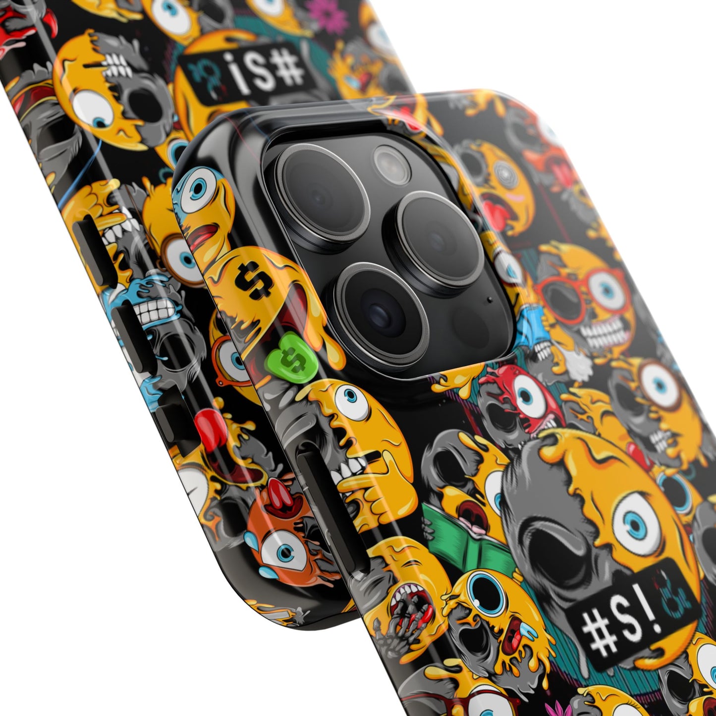 Tough Phone Case — Chaotic Emoji Skull Pattern (Grunge Viral Graphic)