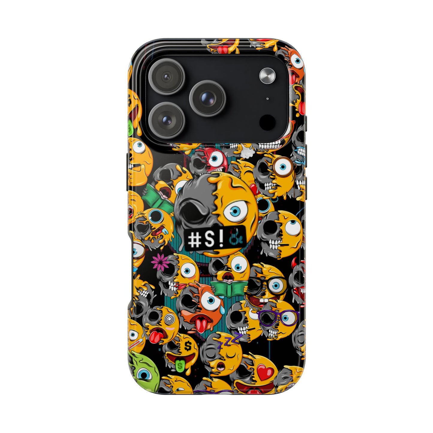Tough Phone Case — Chaotic Emoji Skull Pattern (Grunge Viral Graphic)
