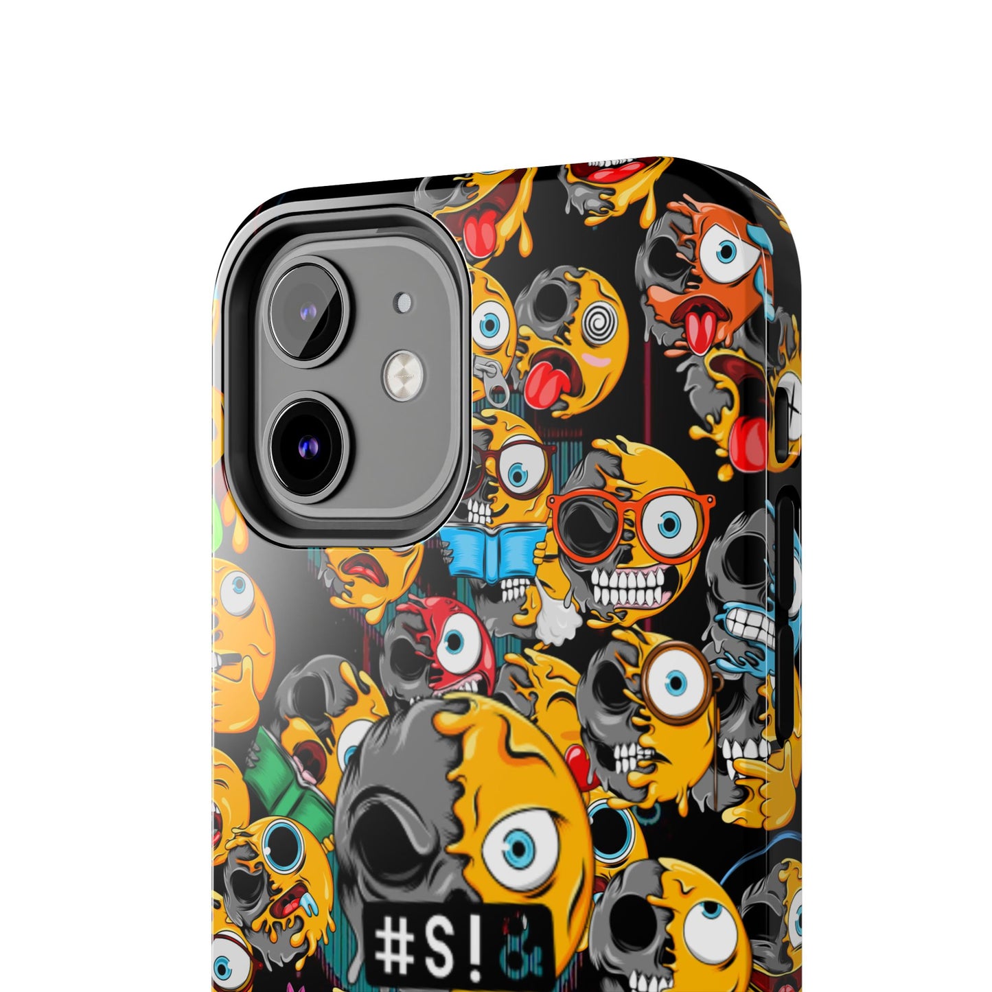 Tough Phone Case — Chaotic Emoji Skull Pattern (Grunge Viral Graphic)