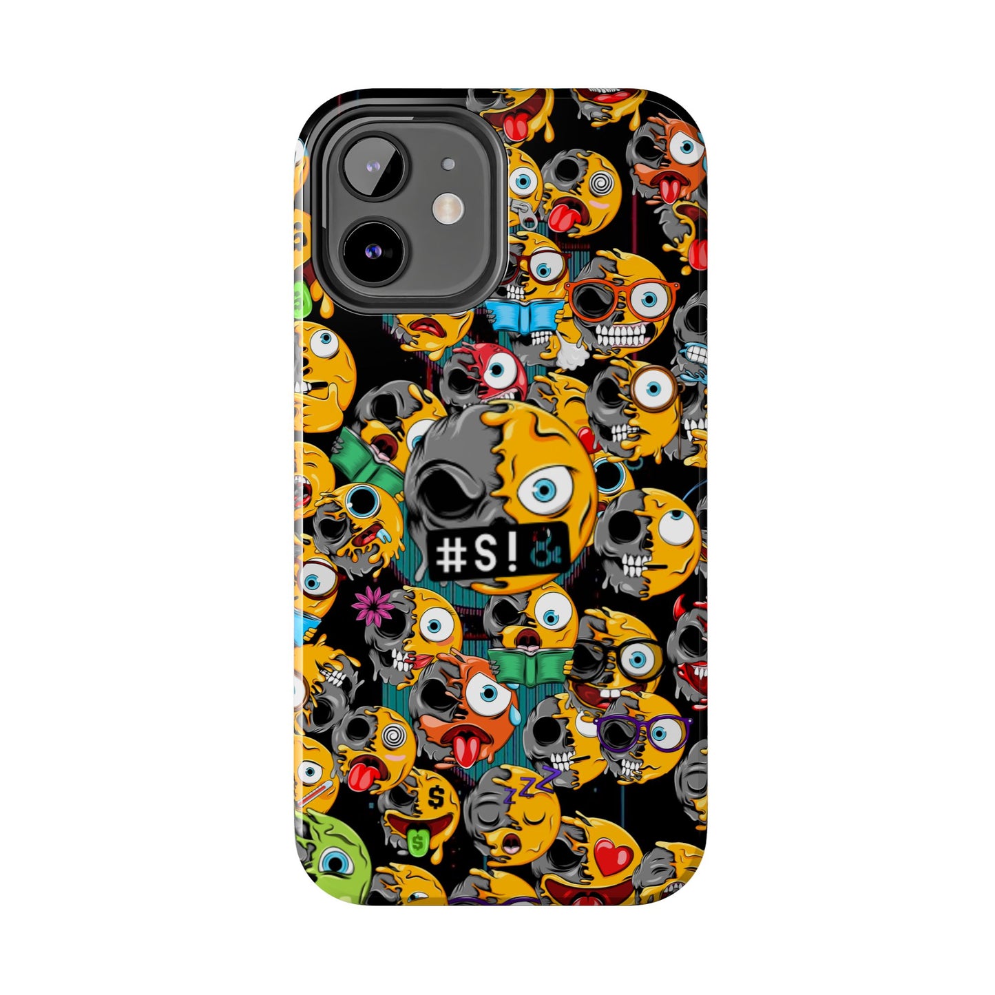 Tough Phone Case — Chaotic Emoji Skull Pattern (Grunge Viral Graphic)