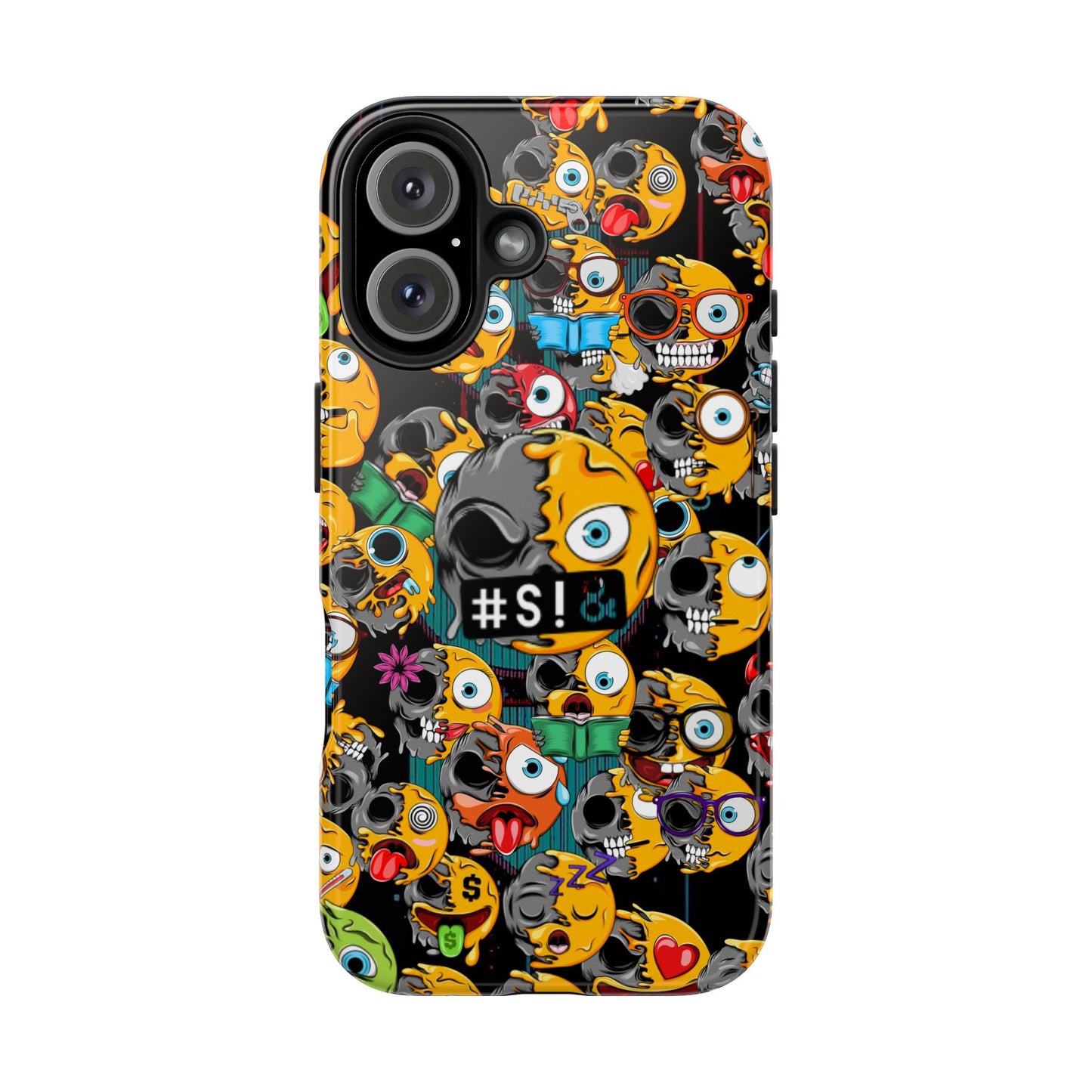 Tough Phone Case — Chaotic Emoji Skull Pattern (Grunge Viral Graphic)
