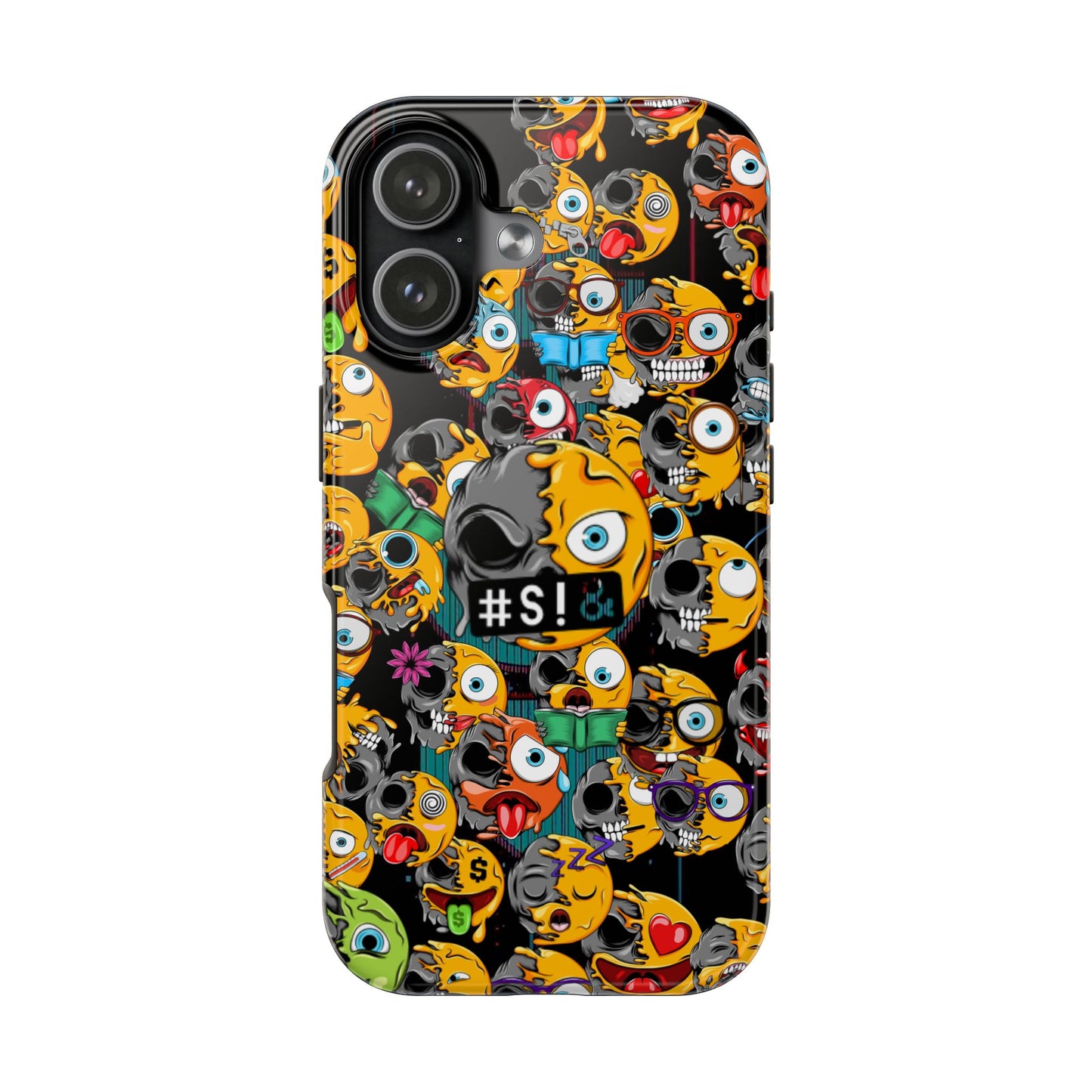 Tough Phone Case — Chaotic Emoji Skull Pattern (Grunge Viral Graphic)