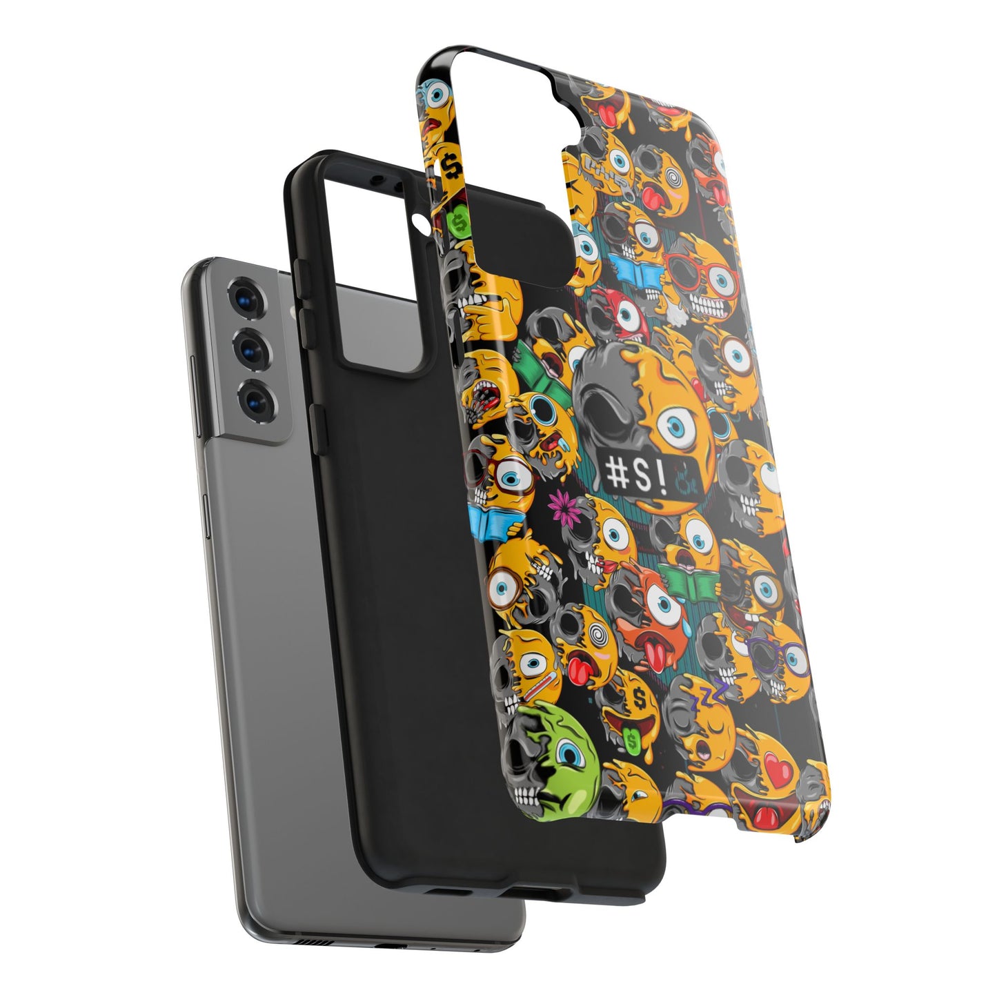 Tough Phone Case — Chaotic Emoji Skull Pattern (Grunge Viral Graphic)