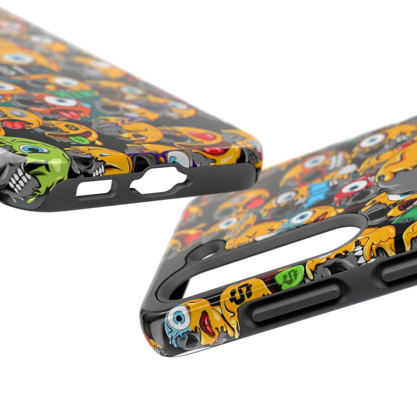 Tough Phone Case — Chaotic Emoji Skull Pattern (Grunge Viral Graphic)