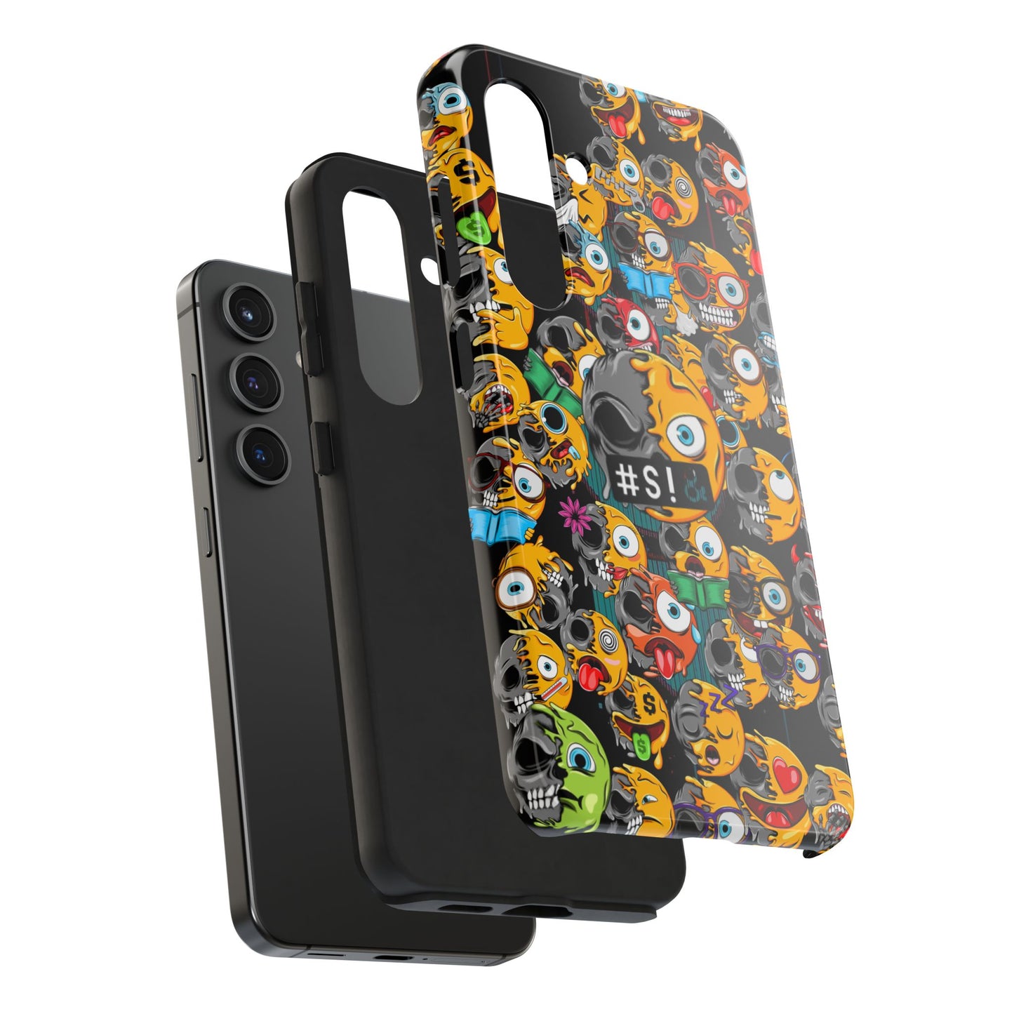 Tough Phone Case — Chaotic Emoji Skull Pattern (Grunge Viral Graphic)