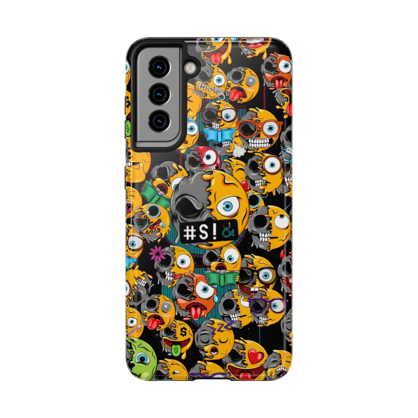 Tough Phone Case — Chaotic Emoji Skull Pattern (Grunge Viral Graphic)