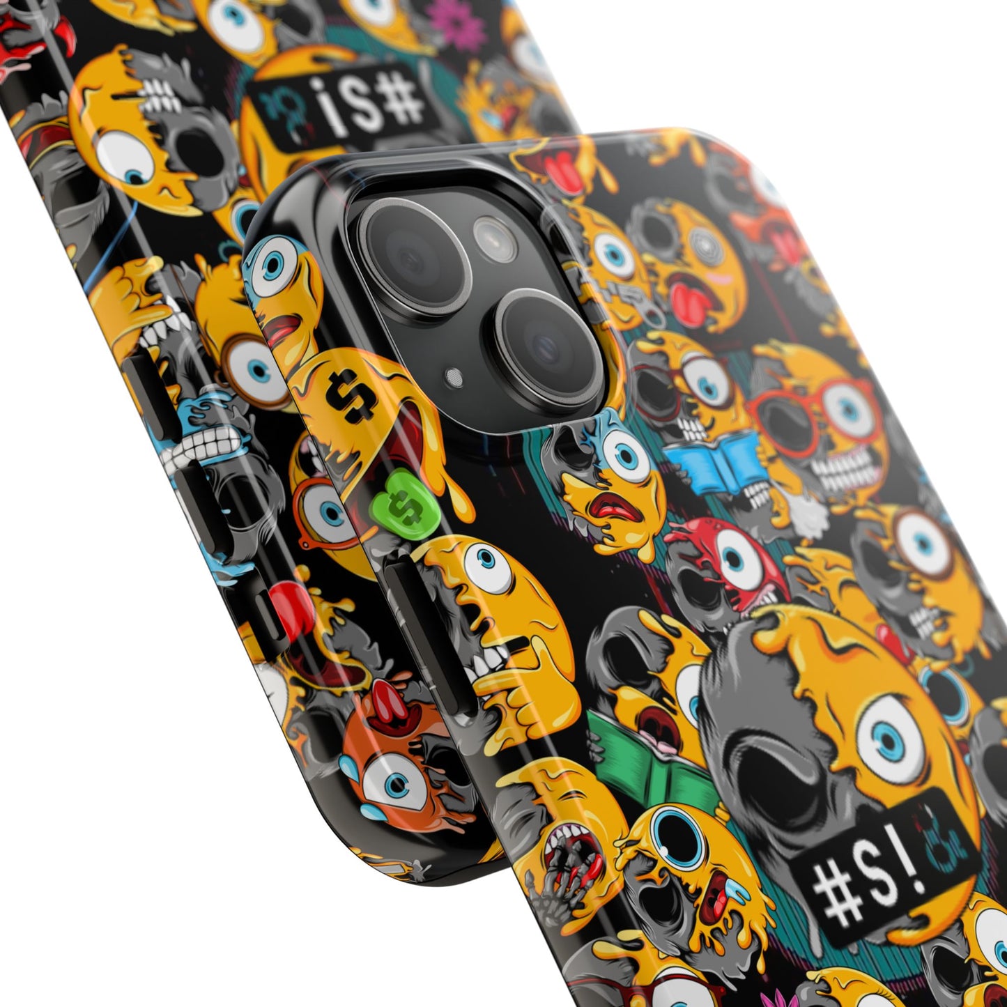 Tough Phone Case — Chaotic Emoji Skull Pattern (Grunge Viral Graphic)