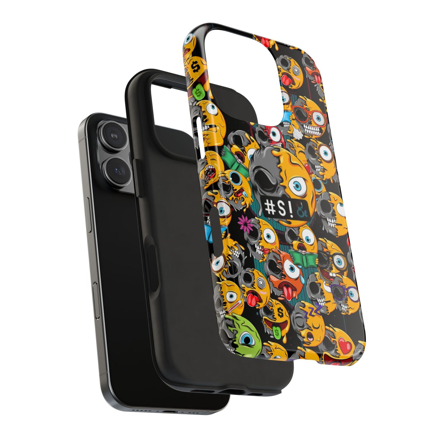 Tough Phone Case — Chaotic Emoji Skull Pattern (Grunge Viral Graphic)