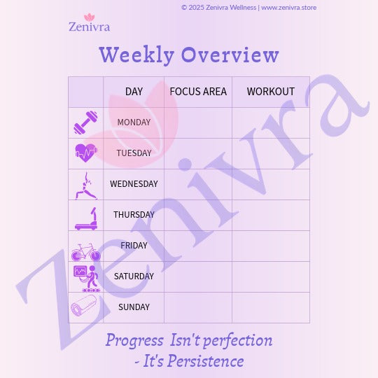Zenivra Workout Planner – 7-Day Digital Fitness Log