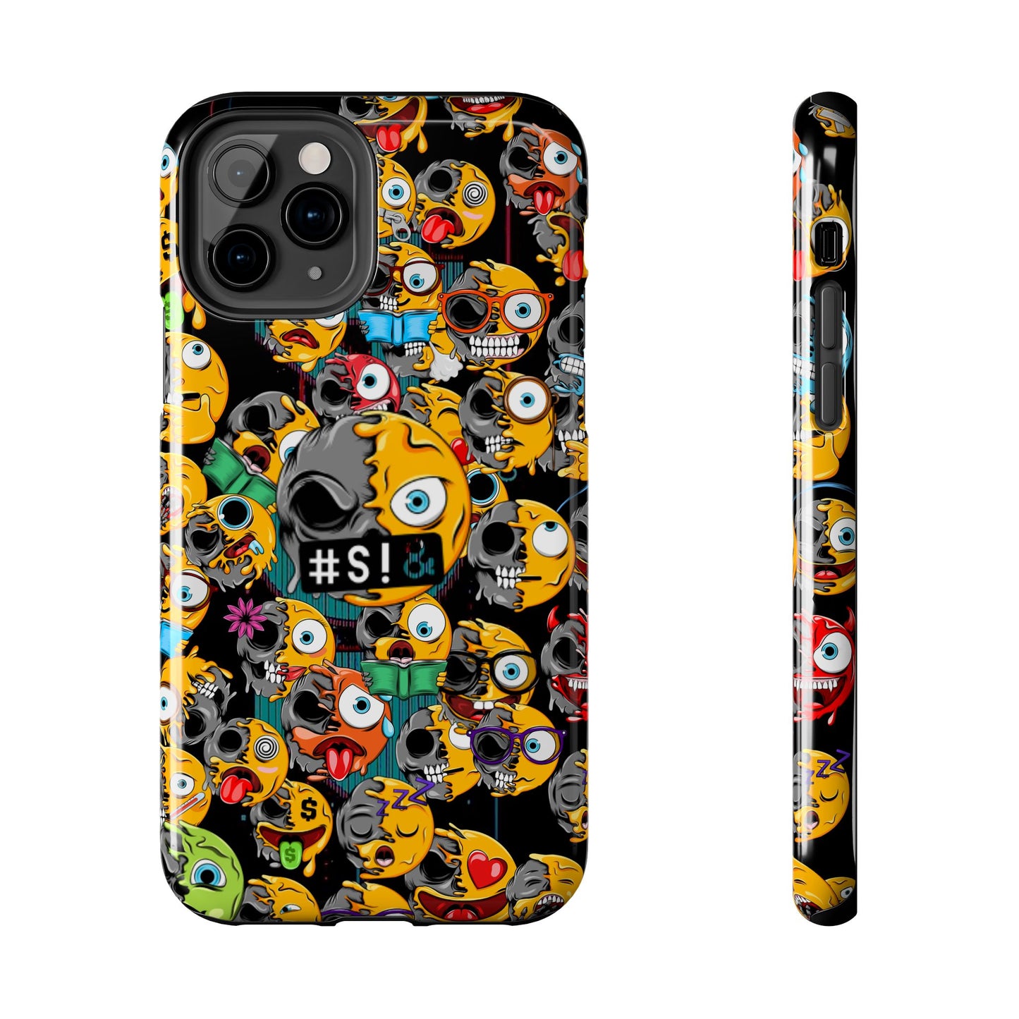 Tough Phone Case — Chaotic Emoji Skull Pattern (Grunge Viral Graphic)