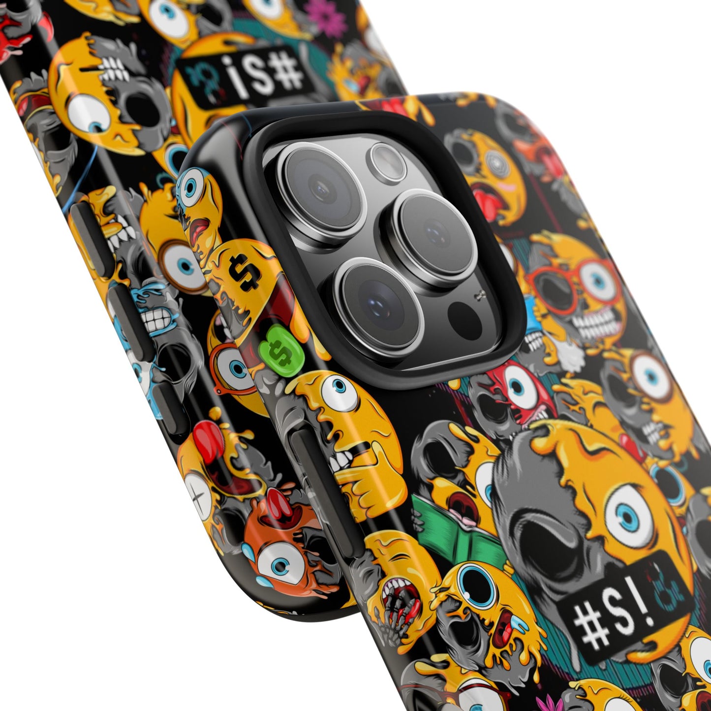 Tough Phone Case — Chaotic Emoji Skull Pattern (Grunge Viral Graphic)