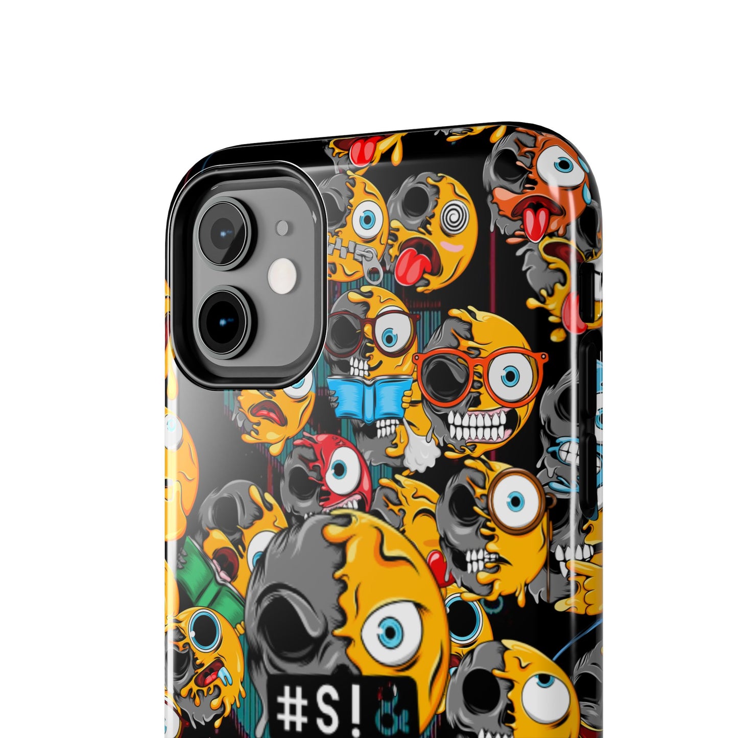 Tough Phone Case — Chaotic Emoji Skull Pattern (Grunge Viral Graphic)