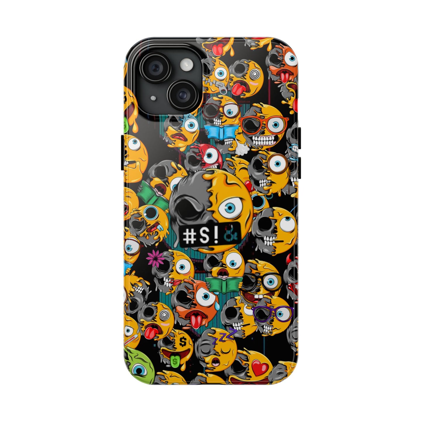 Tough Phone Case — Chaotic Emoji Skull Pattern (Grunge Viral Graphic)
