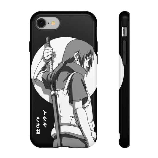 Anime Samurai Phone Case — Monochrome Warrior Design