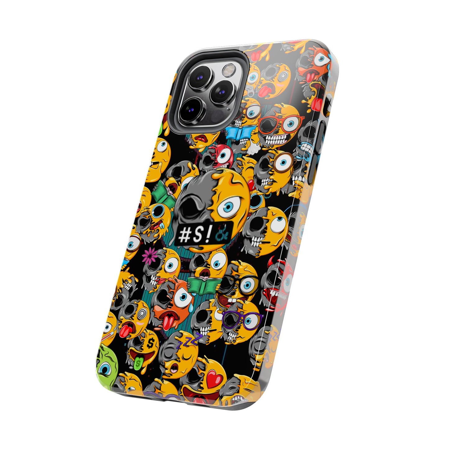 Tough Phone Case — Chaotic Emoji Skull Pattern (Grunge Viral Graphic)