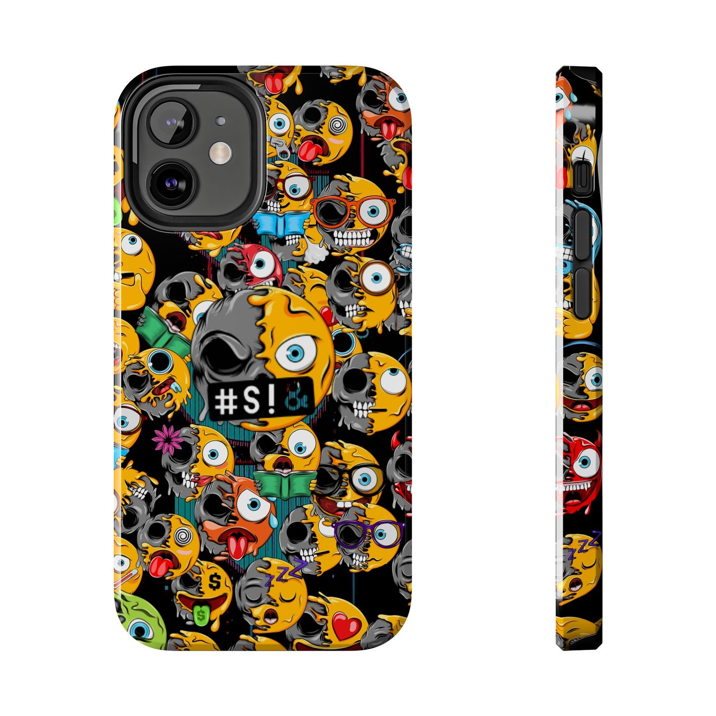 Tough Phone Case — Chaotic Emoji Skull Pattern (Grunge Viral Graphic)