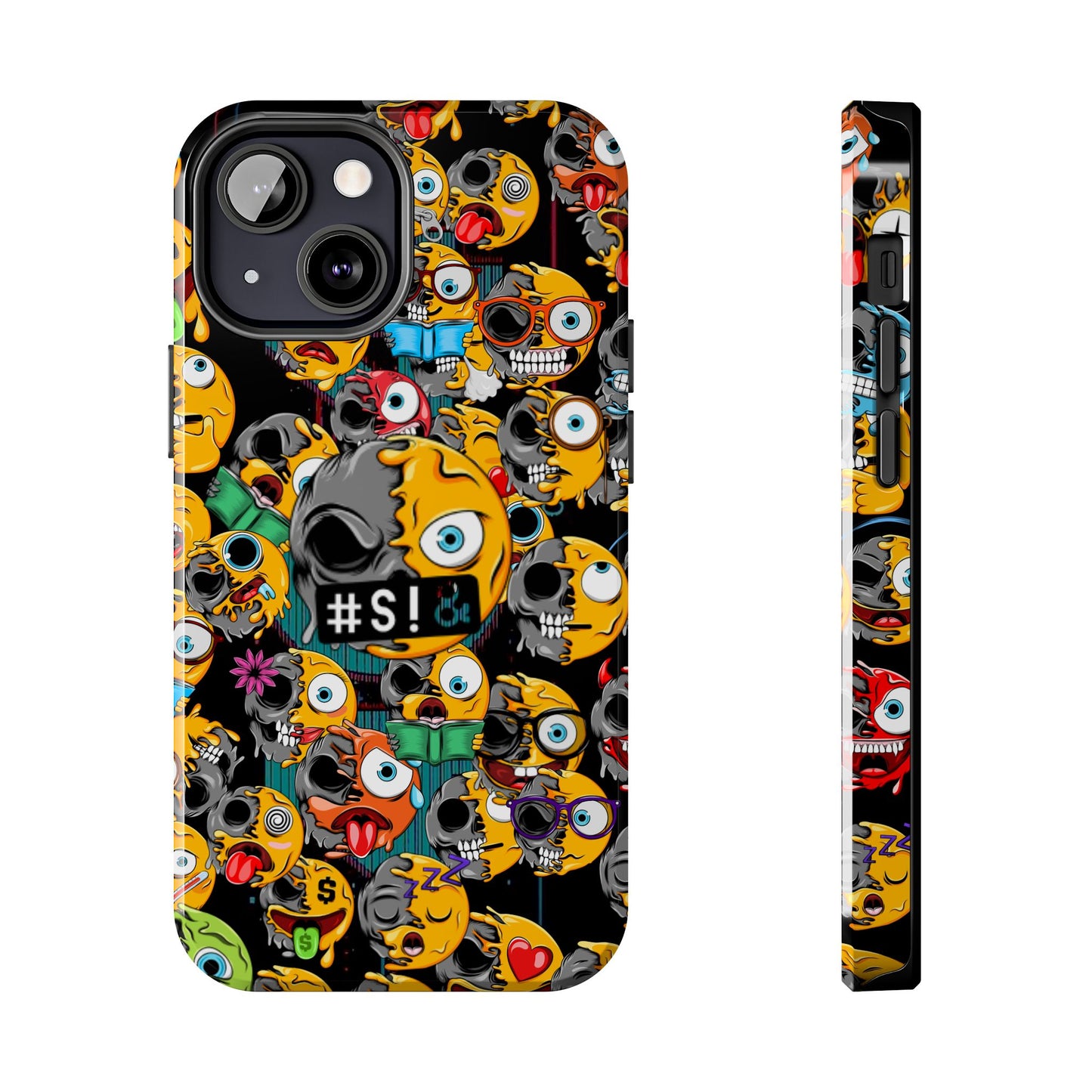 Tough Phone Case — Chaotic Emoji Skull Pattern (Grunge Viral Graphic)