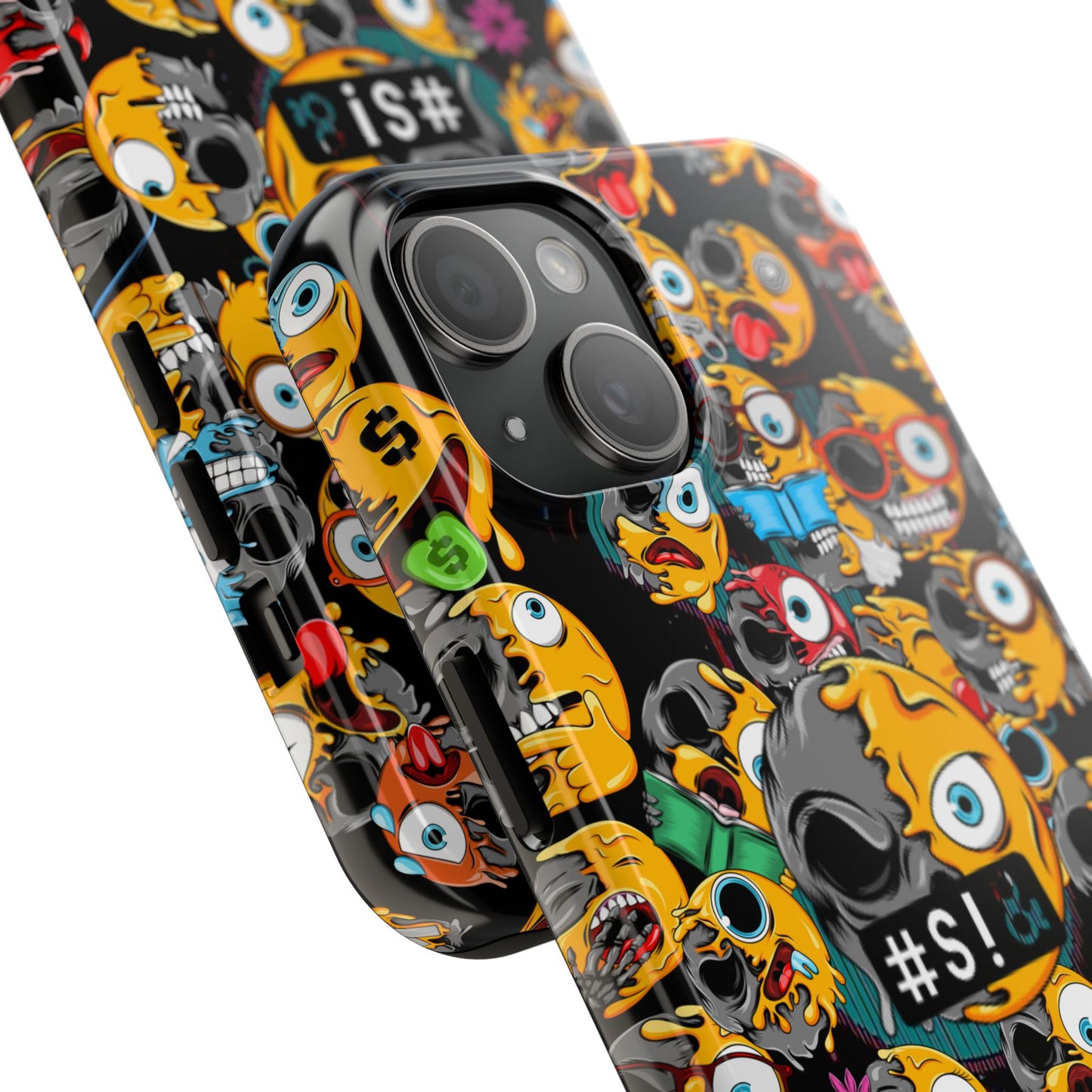 Tough Phone Case — Chaotic Emoji Skull Pattern (Grunge Viral Graphic)