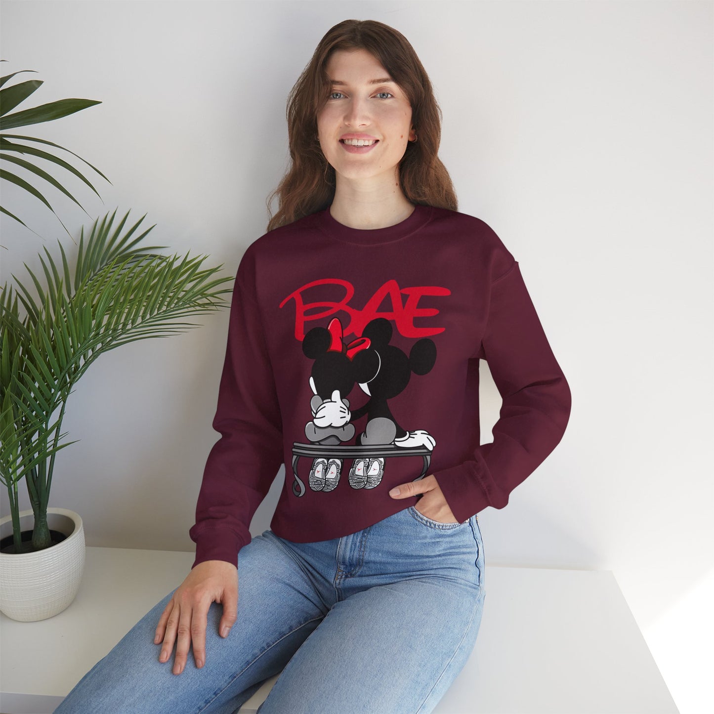 BAE Minnie Graphic Crewneck Sweatshirt – Cute Retro Cartoon Pullover